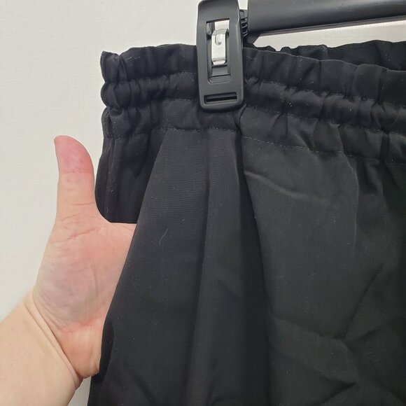 Express Women's Black Flat Front Elastic Paperbag Waist Cropped Casual Pants M - Picture 2 of 10